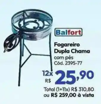 Lojas Becker Fogareiro Dupla Chama com pés oferta