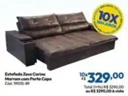 Lojas Becker Estofado Zeus Corino Marrom com Porta Copo oferta