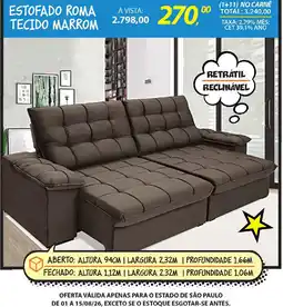 Lojas Cem Estofado roma tecido marrom oferta