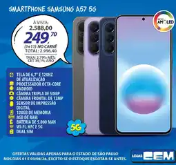 Lojas Cem Smartphone samsung a57 5g oferta