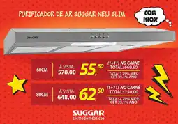 Lojas Cem Purificador de ar suggar new slim 60cm oferta