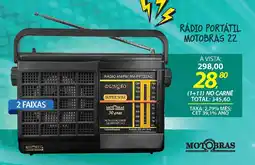 Lojas Cem Rádio portátil motobras 22 oferta