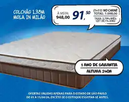 Lojas Cem Colchão 1,38m mola in milão oferta