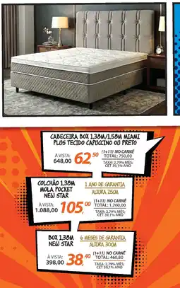 Lojas Cem Cabeceira box 1,38m/1,58m miami plus tecido capuccino ou preto oferta
