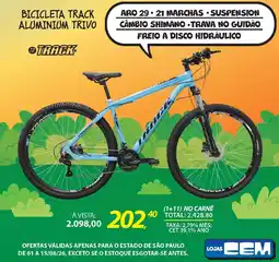 Lojas Cem Bicicleta track aluminium trivo oferta