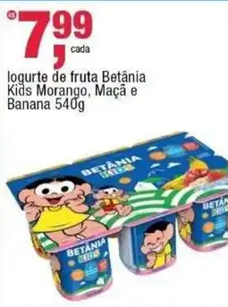 Frangolândia logurte de fruta betania kids morango, maça e banana oferta