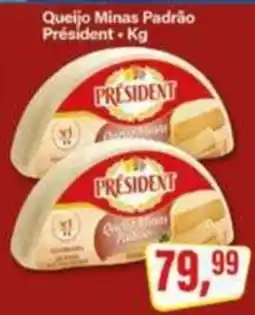 Rede Supermarket Queijo Minas Padrão President oferta