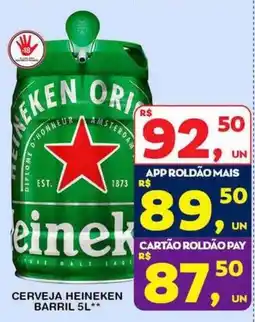 Roldão Cerveja heineken barril 5l oferta