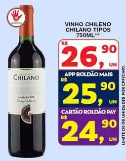 Roldão vinho chileno chilano tipos oferta