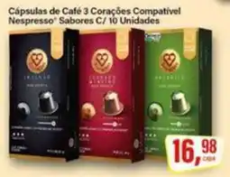Rede Supermarket Cápsulas de Café 3 Corações Compatível Nespresso Sabores C oferta