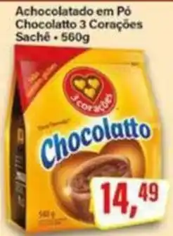 Rede Supermarket Achocolatado em pó chocolatto 3 corações sache oferta