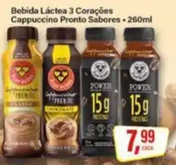 Rede Supermarket Bebida Láctea 3 Corações Cappuccino Pronto Sabores oferta