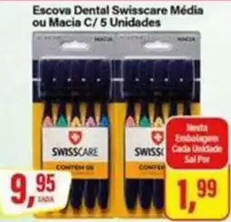 Rede Supermarket Escova Dental Swisscare Média ou Macia C/ 5 Unidades oferta