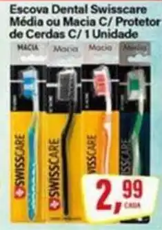 Rede Supermarket Escova Dental Swisscare Média ou Macia C/ Protetor de Cerdas C/ 1 Unidade oferta