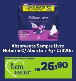 Covabra Supermercados Absorvente Sempre Livre Noturno C/ Abas Lv + Pg oferta