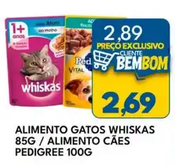 Rancho Bom Supermercados Alimento gatos whiskas / alimento cães pedigree oferta