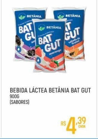 Supermercado Guará bebida lactea Betania Bat Gut 900ml Sabores oferta