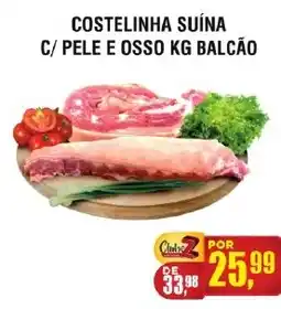 Zebu Carnes Supermercados Costelinha suína c/ pele e osso kg balcão oferta