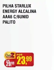 Zebu Carnes Supermercados Pilha starlux energy alcalina aaa6 c/6unid palito oferta