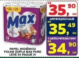 Roldão Papel higiênico folha dupla max pure oferta