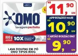 Roldão lava roupas em pó omo tipos 800g oferta