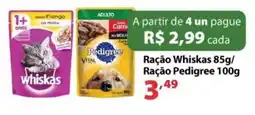 Supermercados Tischler Ração Whiskas 85g/ Ração Pedigree 100g oferta
