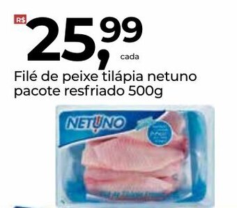 Frangolândia File de peixe tilapia Netuno pacote resfriado 500g oferta