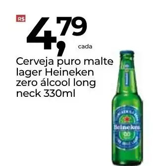 Frangolândia Cerveja Puro Malte Lager Heineken Zero Alcool long neck 330ml oferta