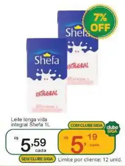 Giga Atacado Leite longa vida integral Shefa oferta