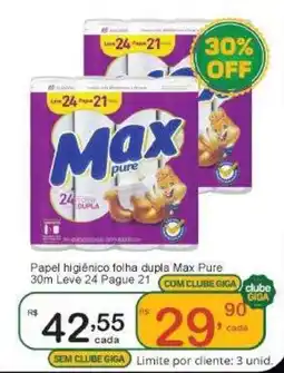 Giga Atacado Papel higiênico folha dupla max pure oferta