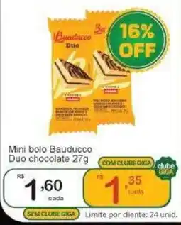 Giga Atacado Mini bolo Bauducco Duo chocolate oferta
