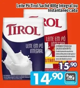 Leite pó tirol sachê integral ou instantâneo