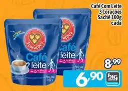 Supermercados Big Compra Café com leite 3 corações oferta