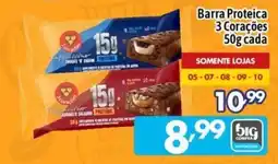 Supermercados Big Compra Barra Proteica 3 Corações oferta