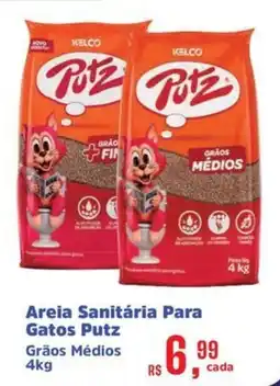 Supermercados Mateus Areia Sanitária Para Gatos Putz Grãos Médios oferta