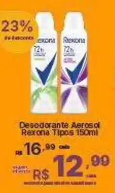 Super Lagoa Desodorante Aerosol Rexona Tipos 150ml oferta