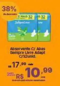 Super Lagoa Absorvente c/ abas sempre livre adapt oferta