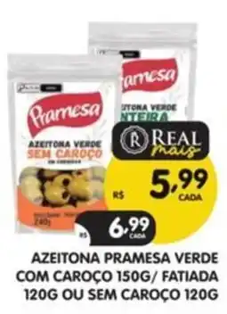 Supermercados Real Azeitona pramesa verde com caroço oferta