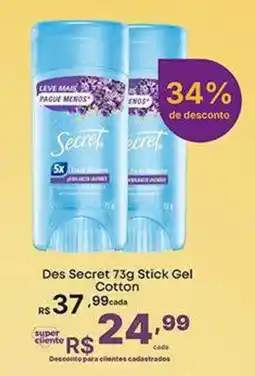 Super Lagoa Des secret 73g stick gel cotton oferta