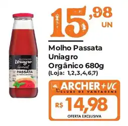 Supermercados Archer molho passata uniagro orgânico oferta