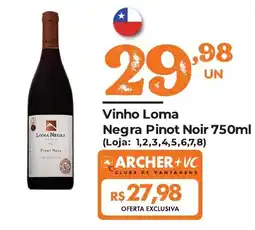 Supermercados Archer Vinho Loma Negra Pinot Noir oferta