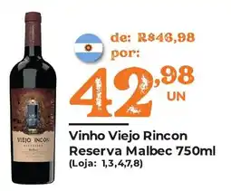 Supermercados Archer Vinho Viejo Rincon Reserva Malbec oferta
