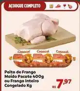 Max Atacadista Copacol - peito de frango moído pacote ou frango inteiro congelado oferta