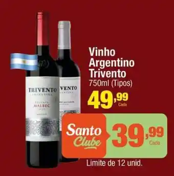 Santo Supermercados Vinho Argentino Trivento oferta