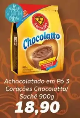 Supermercados Tauste Achocolatado em Pó 3 Corações Chocolatto oferta