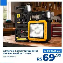 Casa Freitas Lanterna Caixa Ferramentas USB Luz Sortida D'Casa oferta