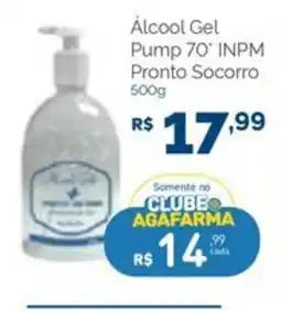 Agafarma álcool gel pump 70° inpm pronto socorro oferta