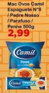 Chama Supermercados Mac Ovos Camil Espaguete N°8 / Padre Nosso / Parafuso / Penne oferta