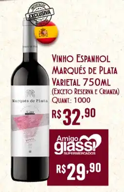 Giassi Supermercados vinho espanhol marqués de plata oferta