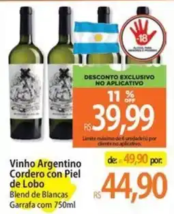 Atacadão Vinho Argentino Cordero con Piel de Lobo Blend de Blancas oferta